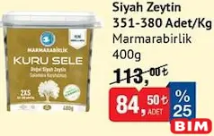 MARMARABİRLİK SİYAH ZEYTİN 351-380 ADET/KG 400 G